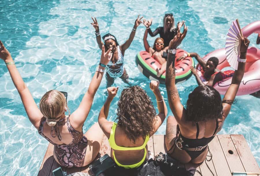 #1 Vegas Pool Crawl with Party Bus, Free Drinks & VIP Entry - Second dayclub stop: champagne vibes and a sunset finish