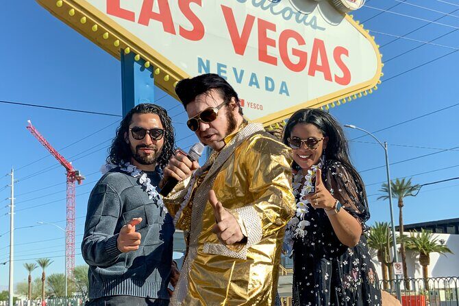Gold Elvis Wedding or Vow Renewal at Las Vegas Sign - Gold Elvis at the Vegas Sign: What you’re really getting