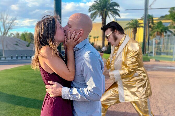 Gold Elvis Wedding or Vow Renewal at Las Vegas Sign - Keepsakes you take home: certificates and leis that actually matter