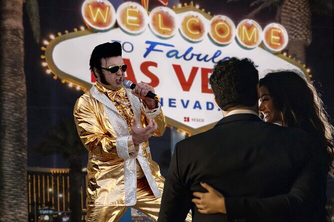 Gold Elvis Wedding or Vow Renewal at Las Vegas Sign - Who this Gold Elvis vow renewal is best for