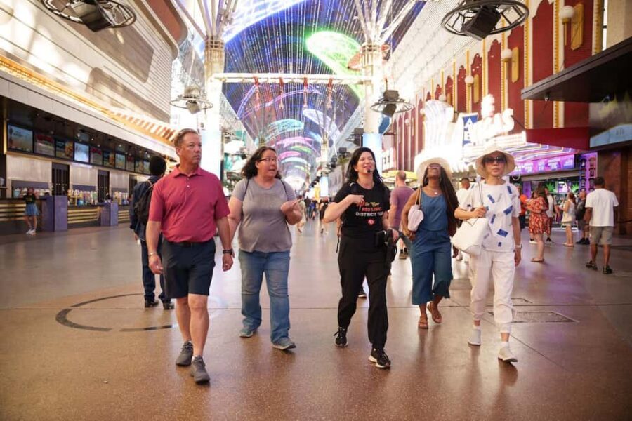 Las Vegas: Fremont Street Secrets & Red Light History Walk - Circa, Fremont Street lighting, and the modern Vegas frame