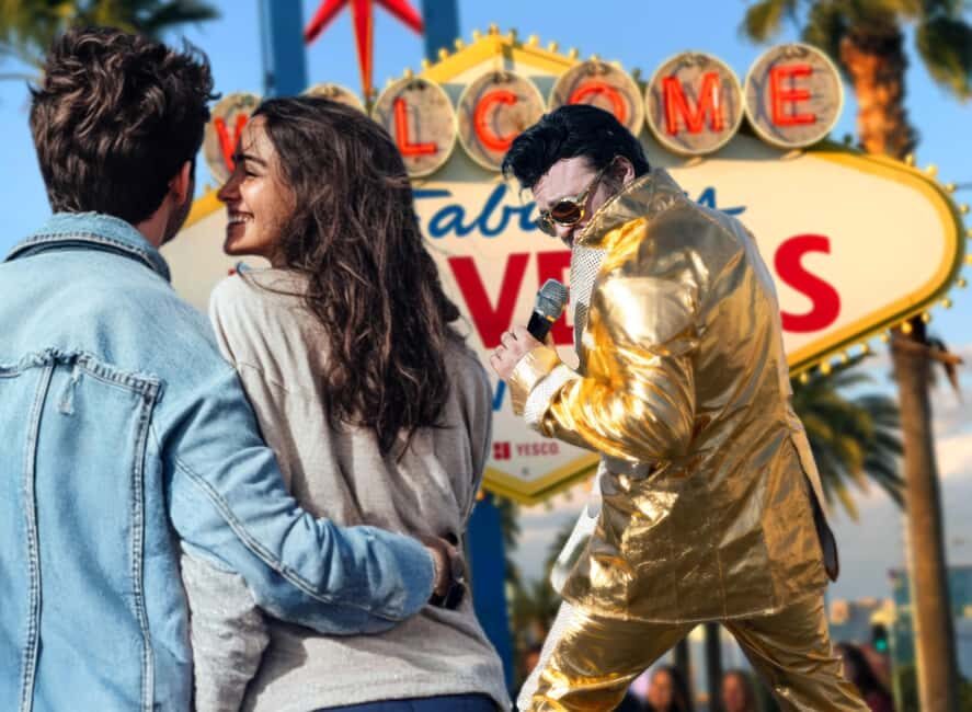 Las Vegas: Gold Elvis Vow Renewal or Wedding at Welcome Sign - The 45-Minute Flow: From Details to Serenade